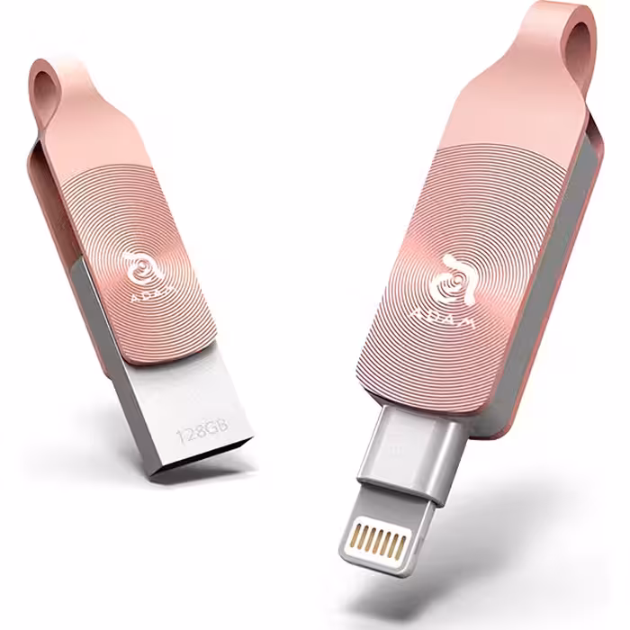 آدام المنتس فلش مموری لایتنینگ مدل iKlips DUO Plus ظرفیت 128 گیگابایت رزگلد - Hiapple.ir