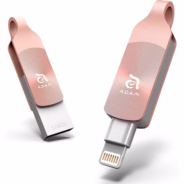 آدام المنتس فلش مموری لایتنینگ مدل iKlips DUO Plus ظرفیت 128 گیگابایت رزگلد - Hiapple.ir