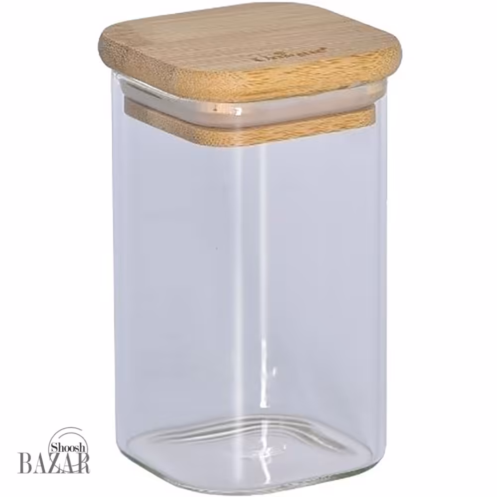 بانکه شیشه ای در چوبی مربع 10 سانت یونیک کد 1766