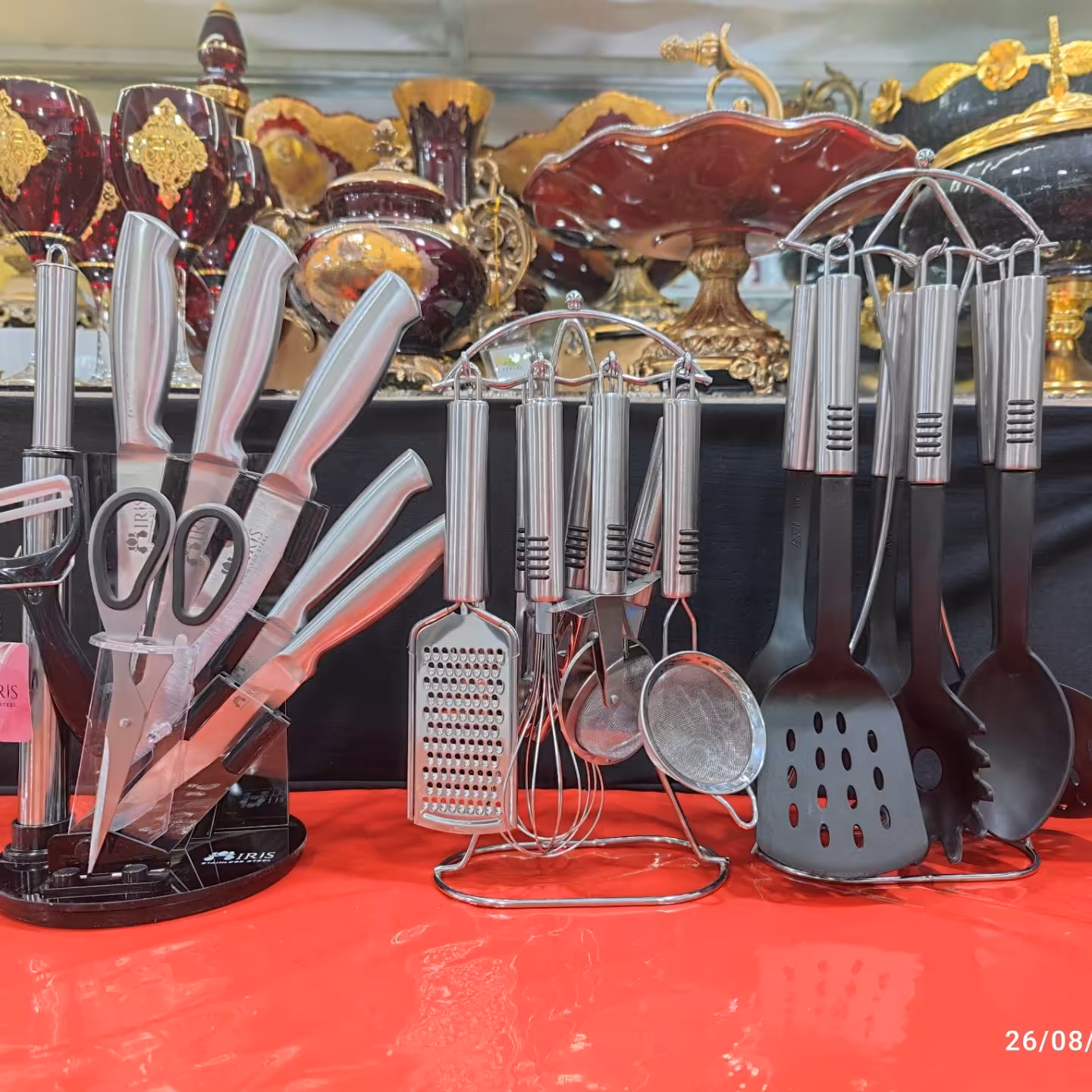 ست خوشگل ساطور استیل و کفگیر ملاقه استیل و ست ابزار استیل  