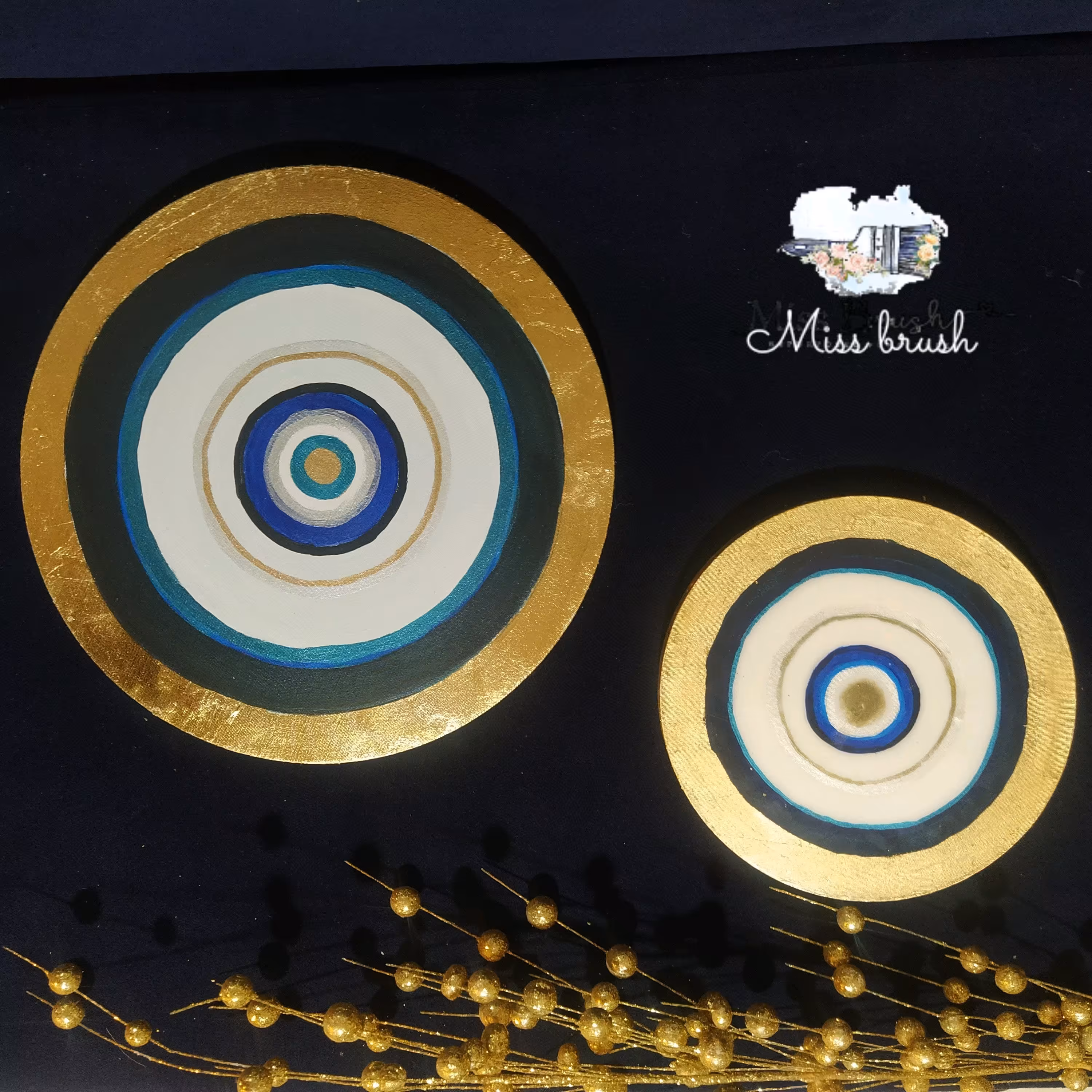 تابلو چشم نظر با ورق طلا