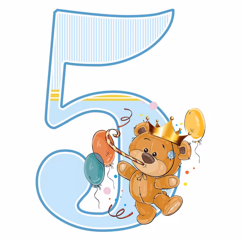 استند رومیزی تولد مدل عدد 5 طرح تدی پسر کد 925