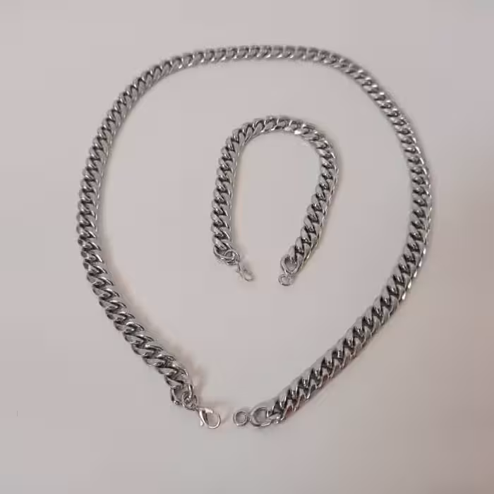 ست دستبند و گردنبند مسی کارتیر کروم شده