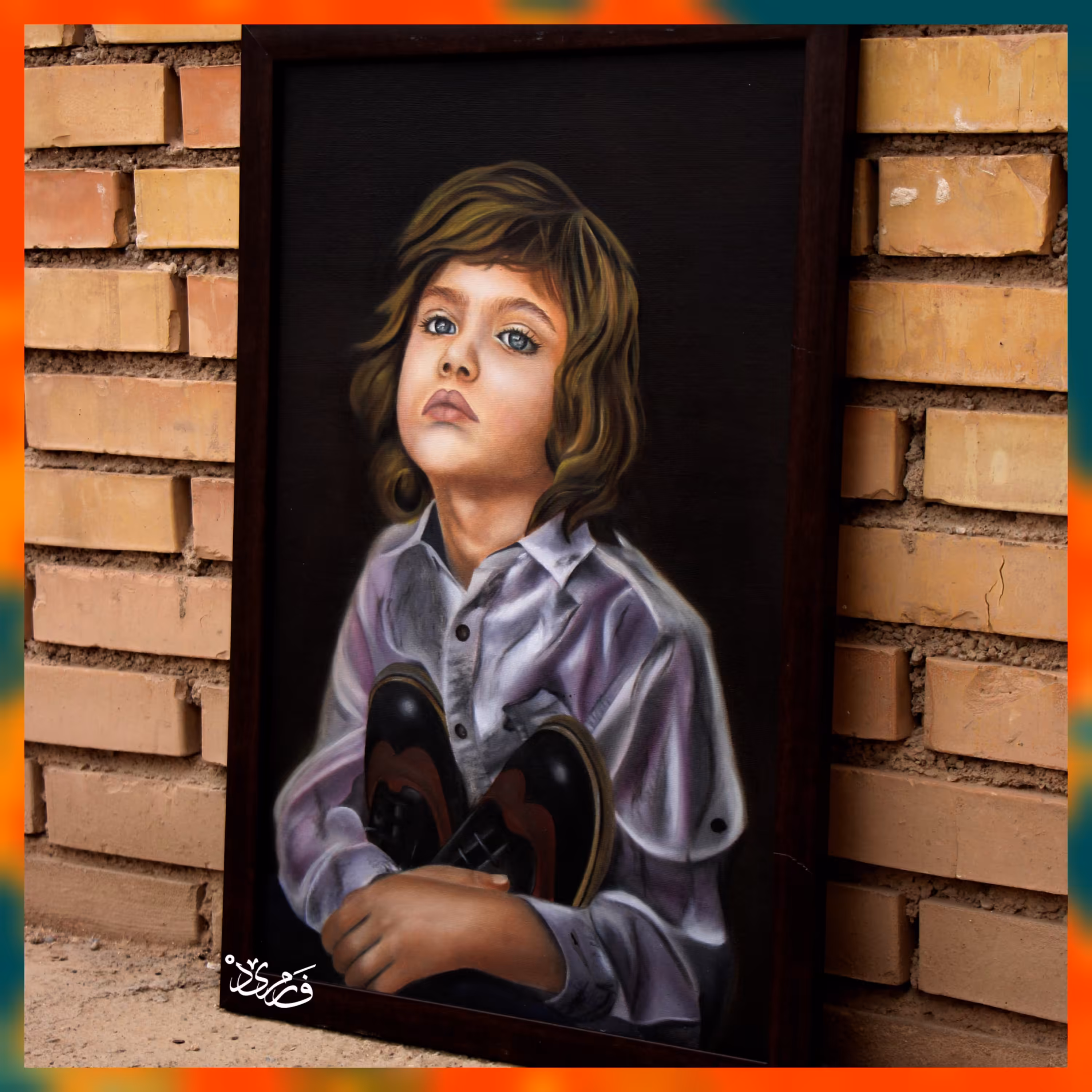 تابلو دکوراتیو نقاشی رنگ و روغن پسر سایز 40 در 60(پس کرایه) 