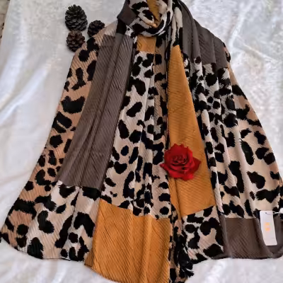 شال پلیسه پلنگی پاییزه جدید موهر وارداتی