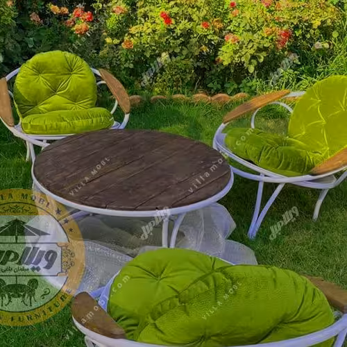مبل باغی فلزی مدل ارغوان چهار نفره با میز قطر 90 سانت (پس کرایه)