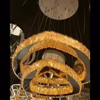 لوستر آویز کریستالی استیل طلایی سایز 50.30(پس کرایه )