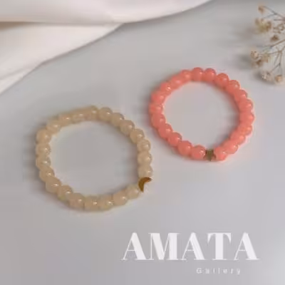 دستبند سنگی پاستیلی با پلاک حدید طرح دار