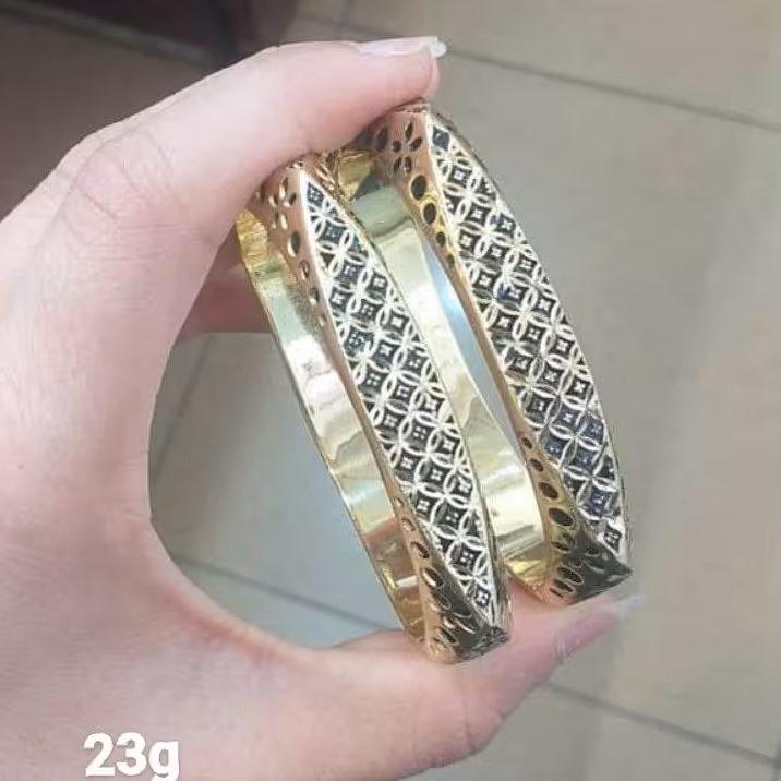 دستبند نقره سیاه قلم آبکاری طلا