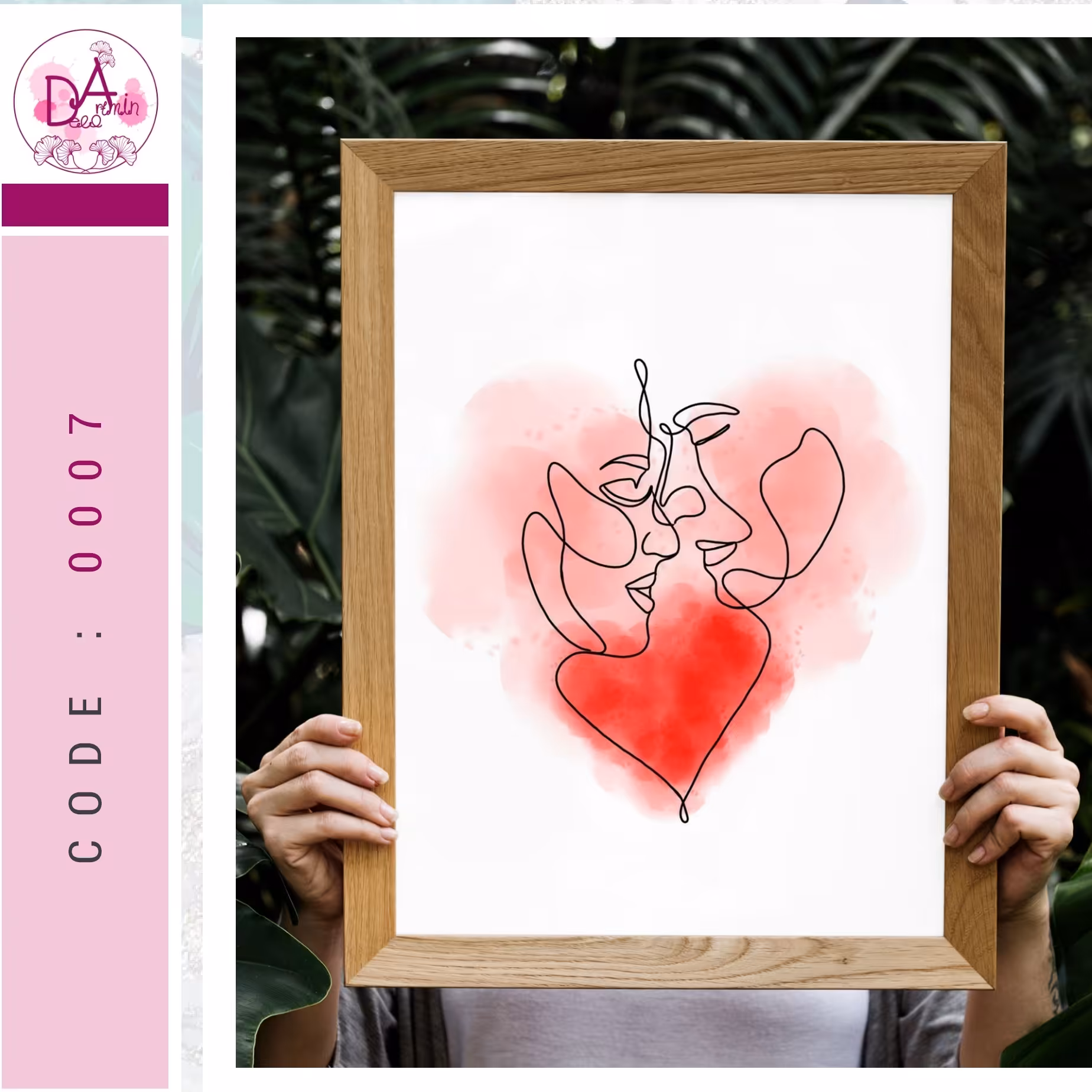 تابلو دکوراتیو مینیمال طرح عشق در ابعاد 20 در30 با قاب دوسانتی