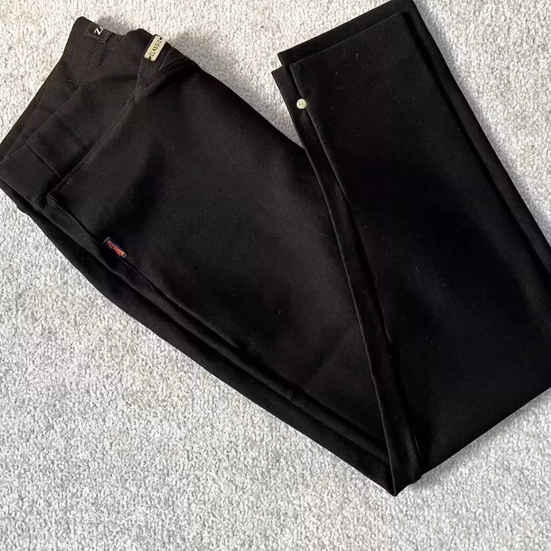 شلوار سایز بزرگ مشکی زارا دمپا چاک دار بسیار شیک با تنخور زیبا🛑ارسال رایگان🛑