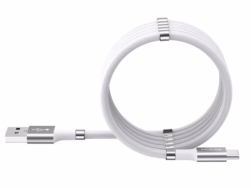 کابل شارژ و انتقال داده تایپ سی راک Rock Magnetic Silicone Type-C Cable 1.8M