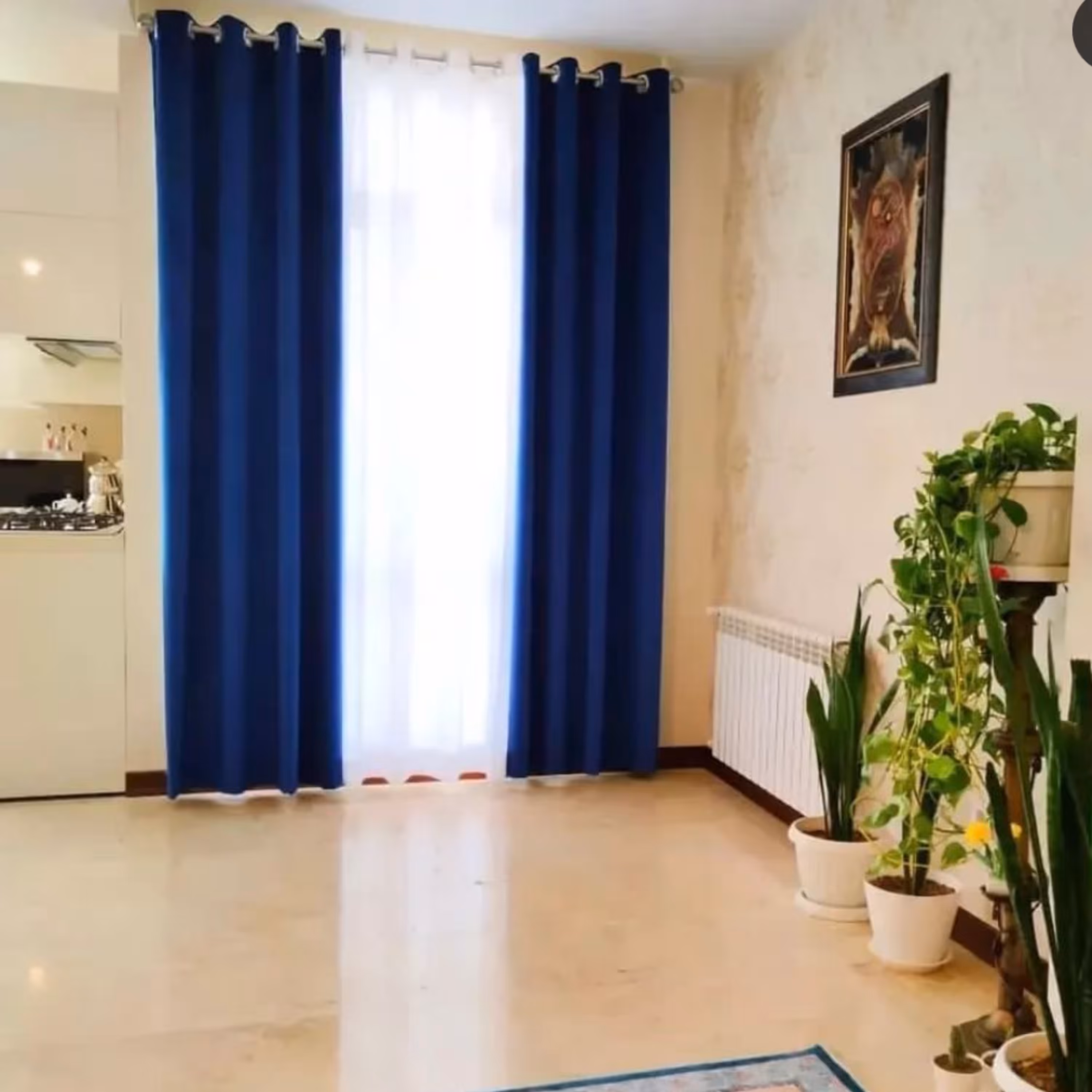 پرده پانچ پذیرایی با پارچه کتان  1متر و 50 رنگبندی کامل