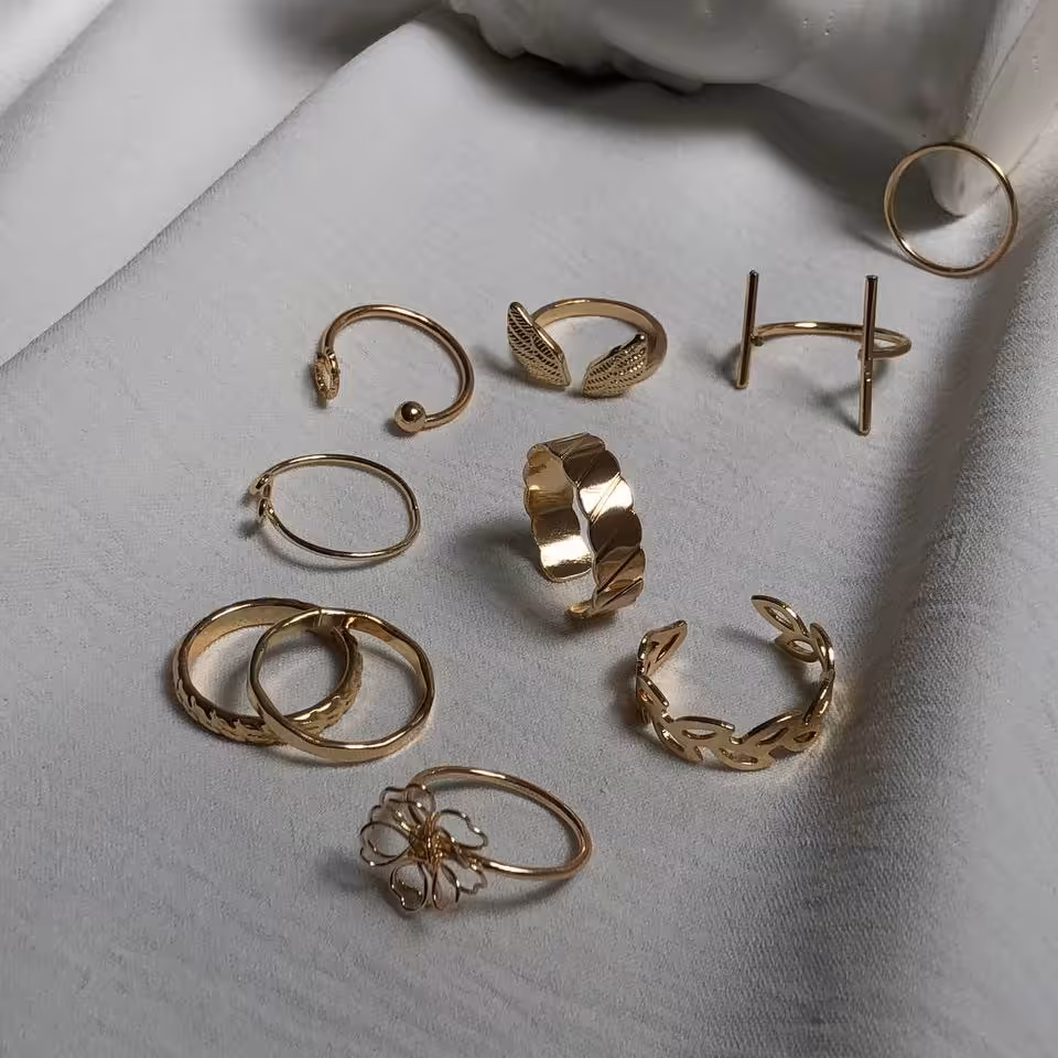 پک انگشتر  10 عددی بال و گل.استیل و رنگ ثابت 