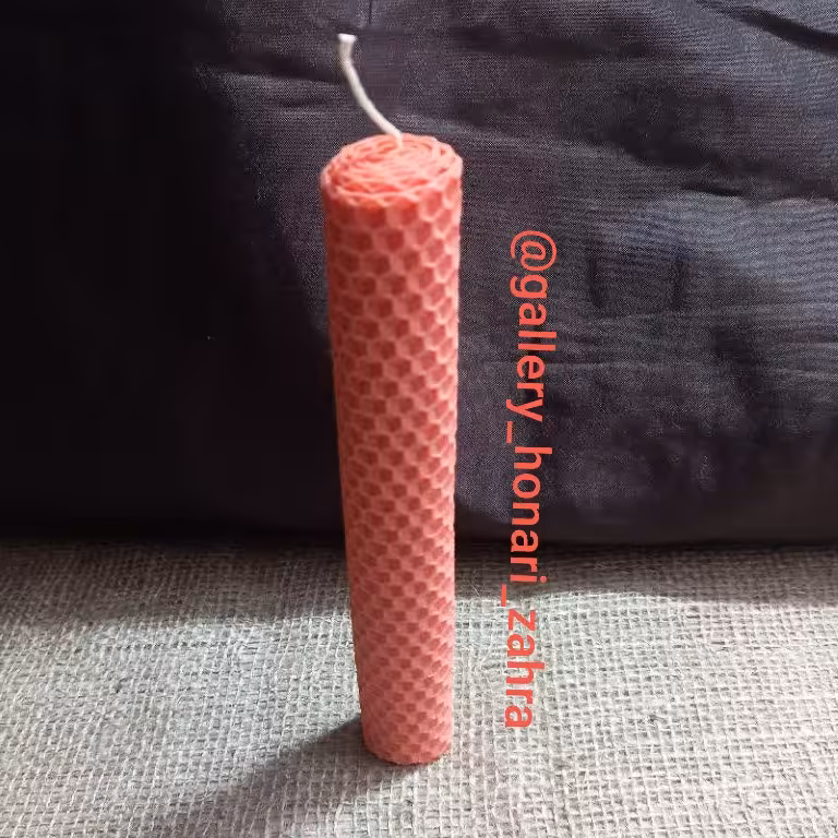 شمع موم عسلی استوانه