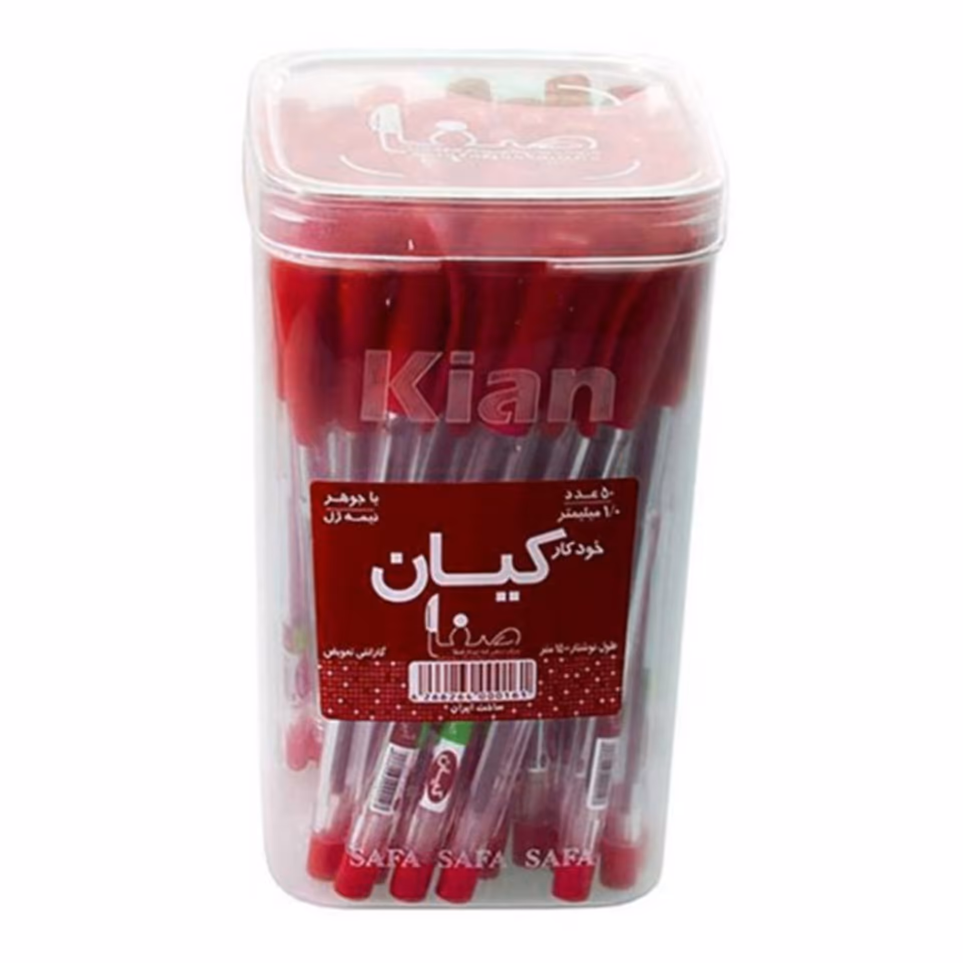 خودکار کیان بسته 50 عددی رنگ قرمز درشت نویس نوک 1 میلیمتر