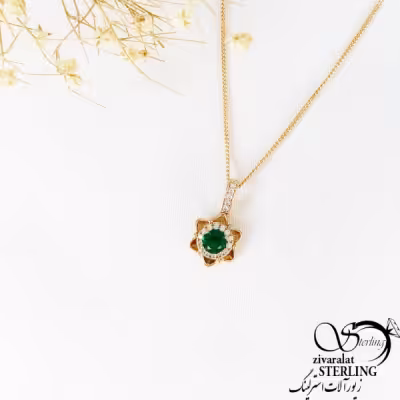 گردنبند ژوپینگ نگین سبز کد 11583