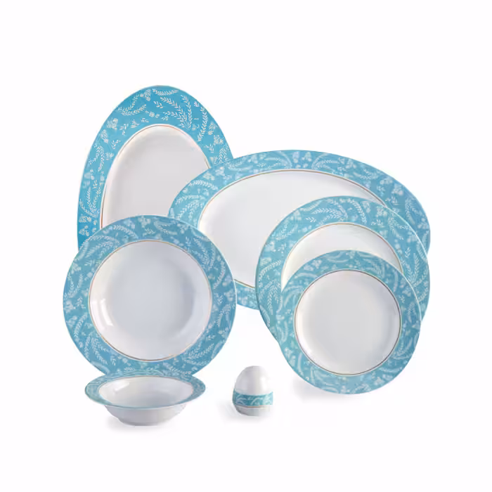 سرویس چینی زرین 6 نفره غذاخوری آتن فیروزه ای (28 پارچه)