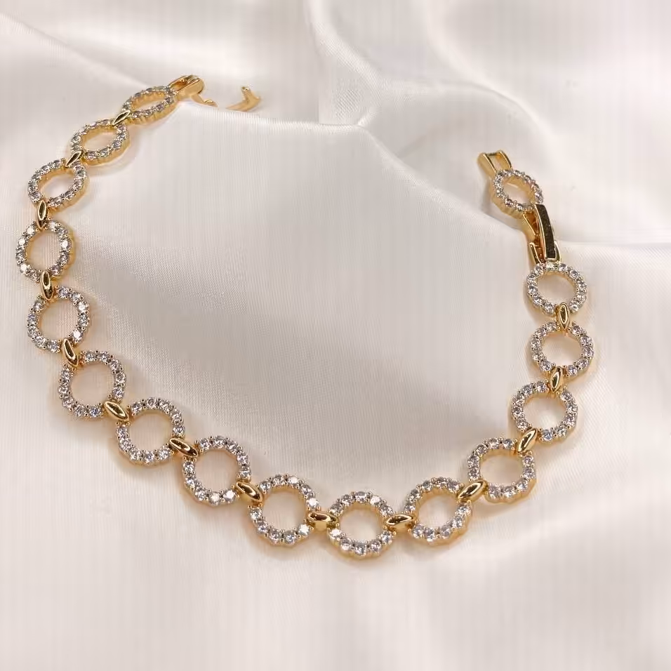 دستبند نگین دار کد250275380 طرح طلا.جنس ژوپینگ آبکاری آبطلا.رنگ ثابت ضدحساسیت