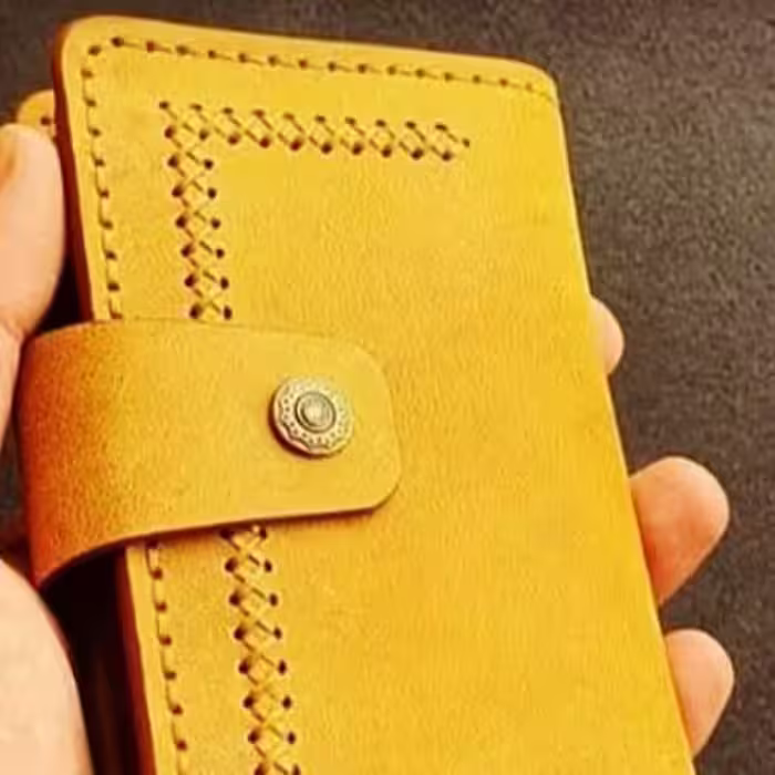 کیف چرم کتی دوخته شده با چرم طبیعی