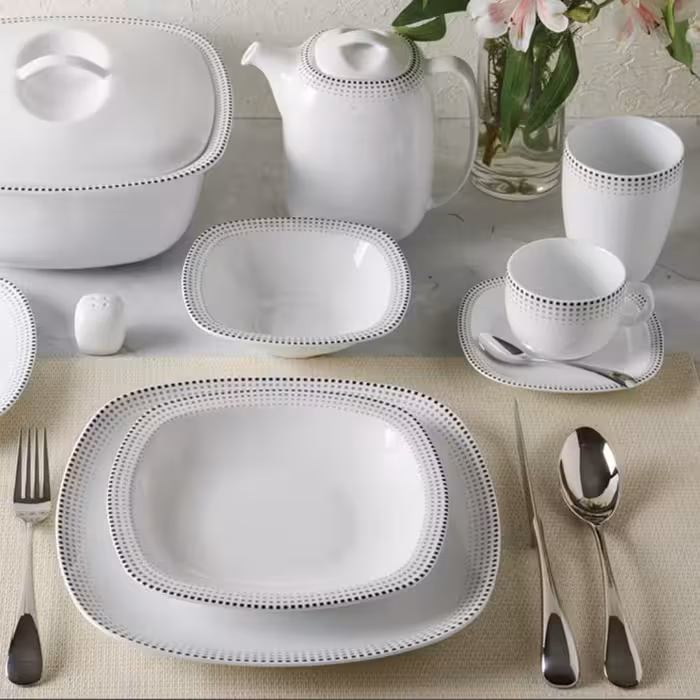 سرویس چینی زرین مون بلان مشکی قالب کواترو (درجه یک) 98 پارچه 12 نفره- ارسال رایگان با باربری به مرکز استان مقصد