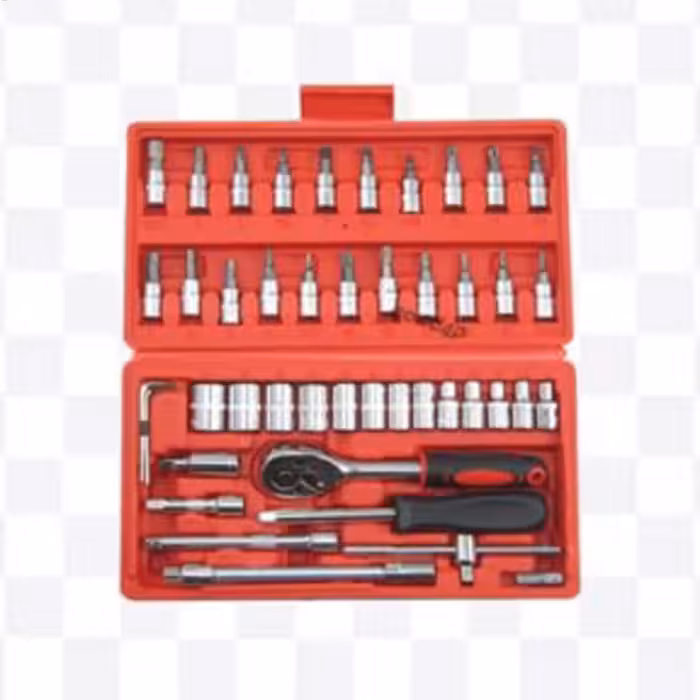 جعبه بکس (بوکس) 46 پارچه اعلا درایو 1/4 اینچ ( کروم-وانادیوم) تات