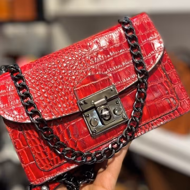 کیف زنانه بند زنجیری چرم طبیعی(کروکو)