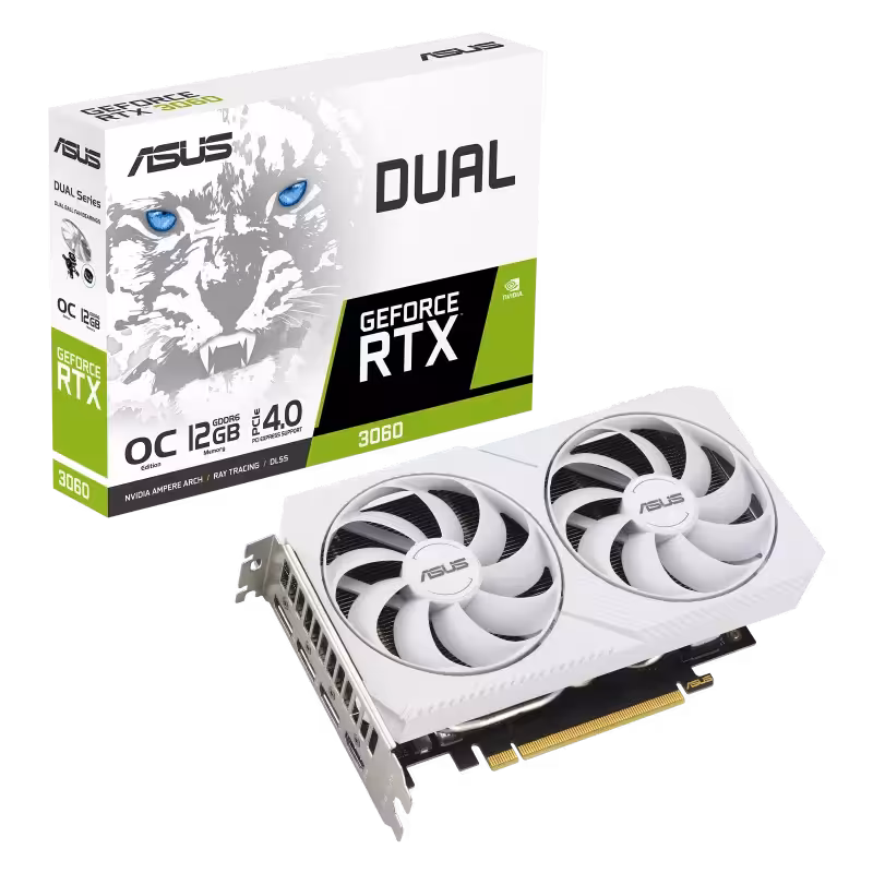 کارت گرافیک  ایسوس مدل Dual GeForce RTX 3060 White OC Edition حافظه 12 گیگابایت