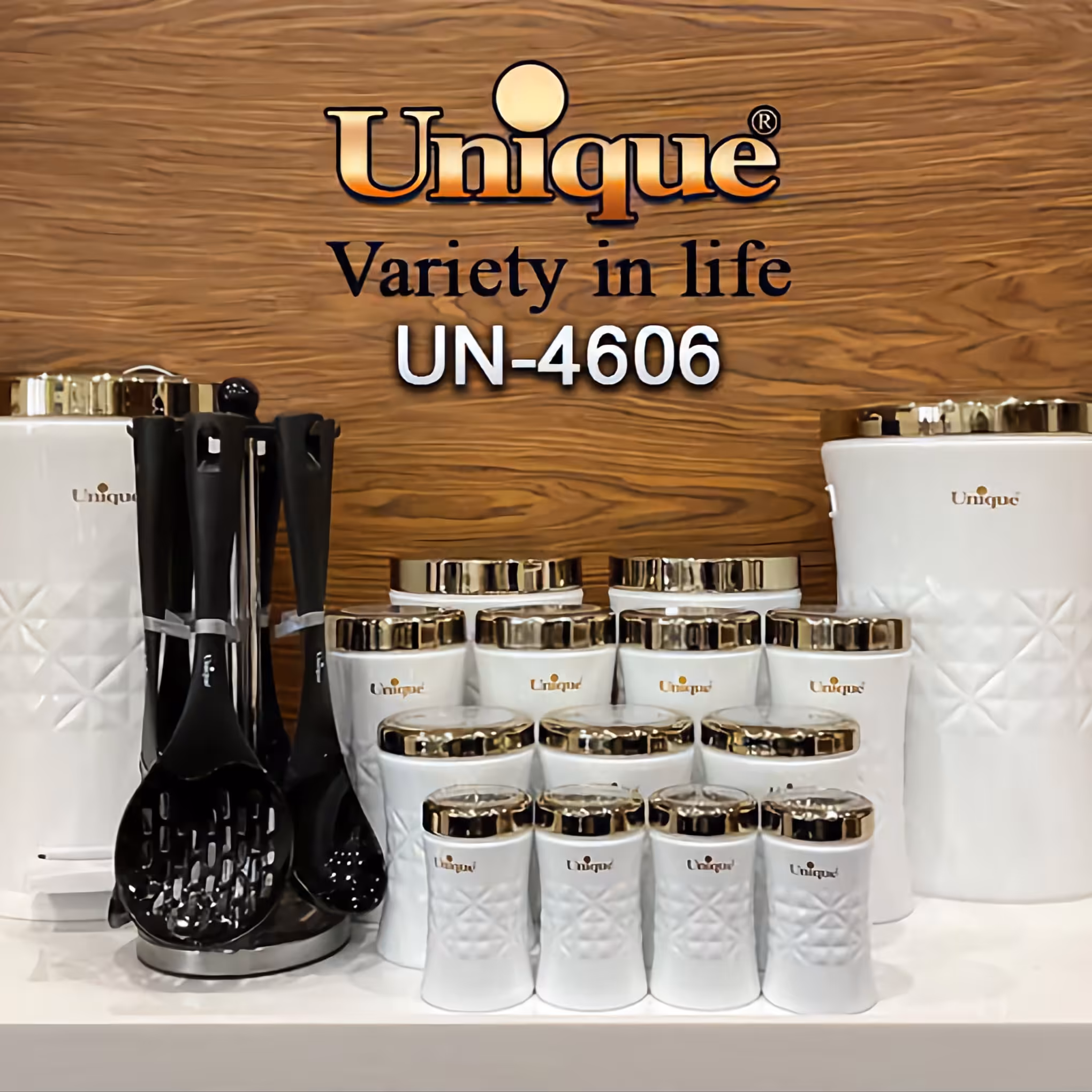 آشپزخانه سرویس 22 پارچه سفید در طلا ونیز کد 4606 برند یونیک