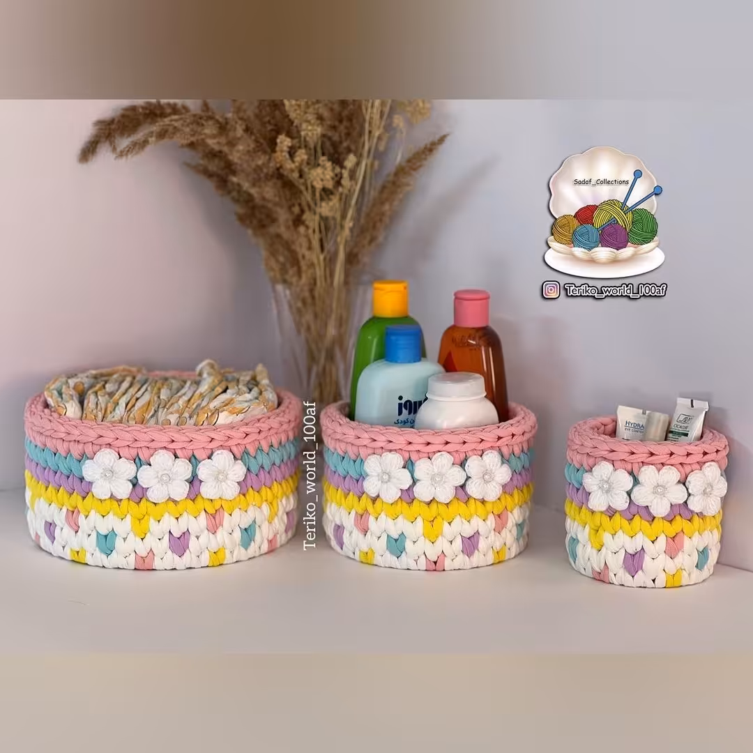 ست باکس سه تکه سیسمونی و نظم دهنده مدل رنگین کمانی تریکویی