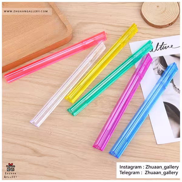 روان نویس خطکش دار بدنه رنگی شفاف