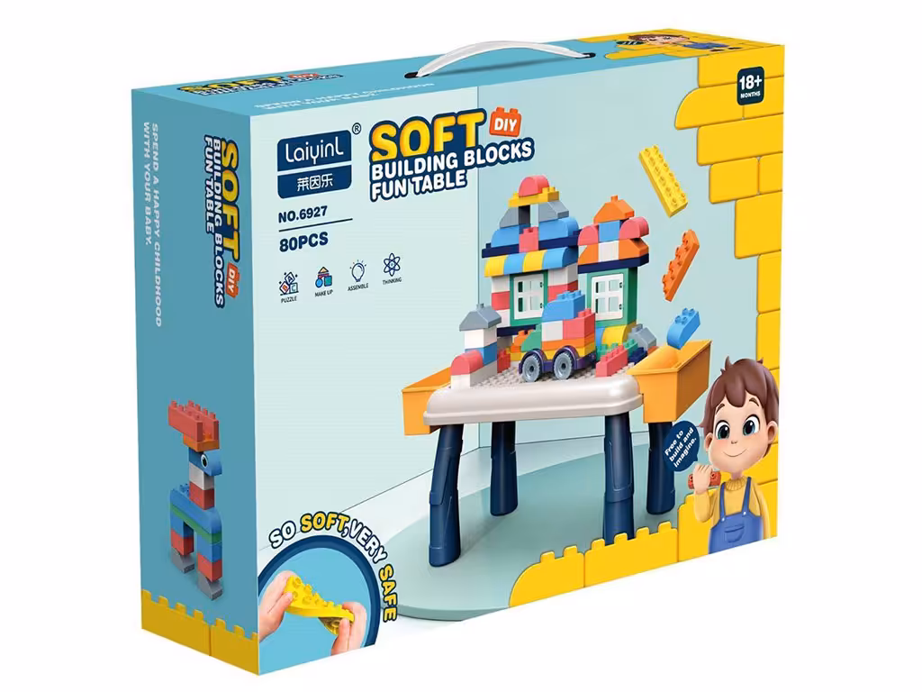 بلوک نرم 80 تکه به همراه میز اسباب بازی