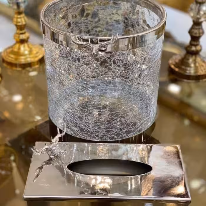 سطل و جا دستمال شیشه ایی