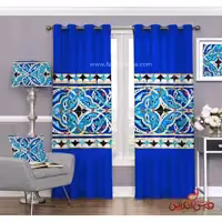 پرده سنتی آبی طرح کاشی کد 3312