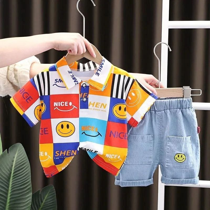 لباس بچه تیشرت شلوارک لبخند شلوارک جین کاغذی