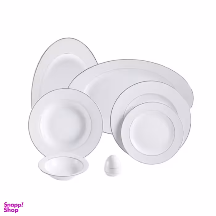 سرویس غذاخوری 28 پارچه چینی زرین ایران سری ایتالیا اف مدل سپیدصدف درجه سه