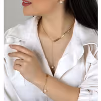 ست گردنبند و دستبند گندومی استیل طلایی دخترانه زنانه،تست واکتس شده،رنگ ثابت،ارسال رایگان،برای استفاد دائم وهدیه،کاراستیل