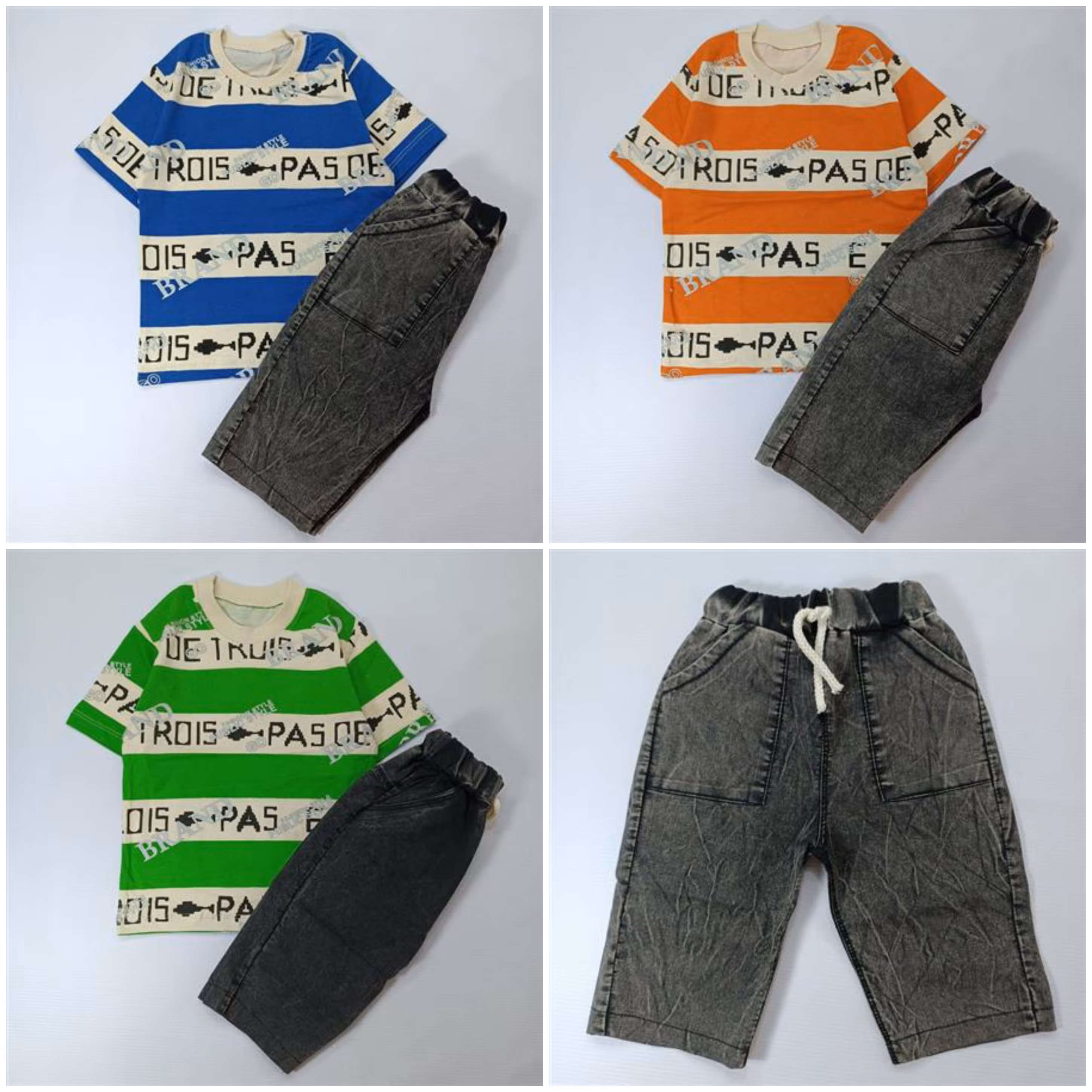 تیشرت شلوارک راه راه پسرانه