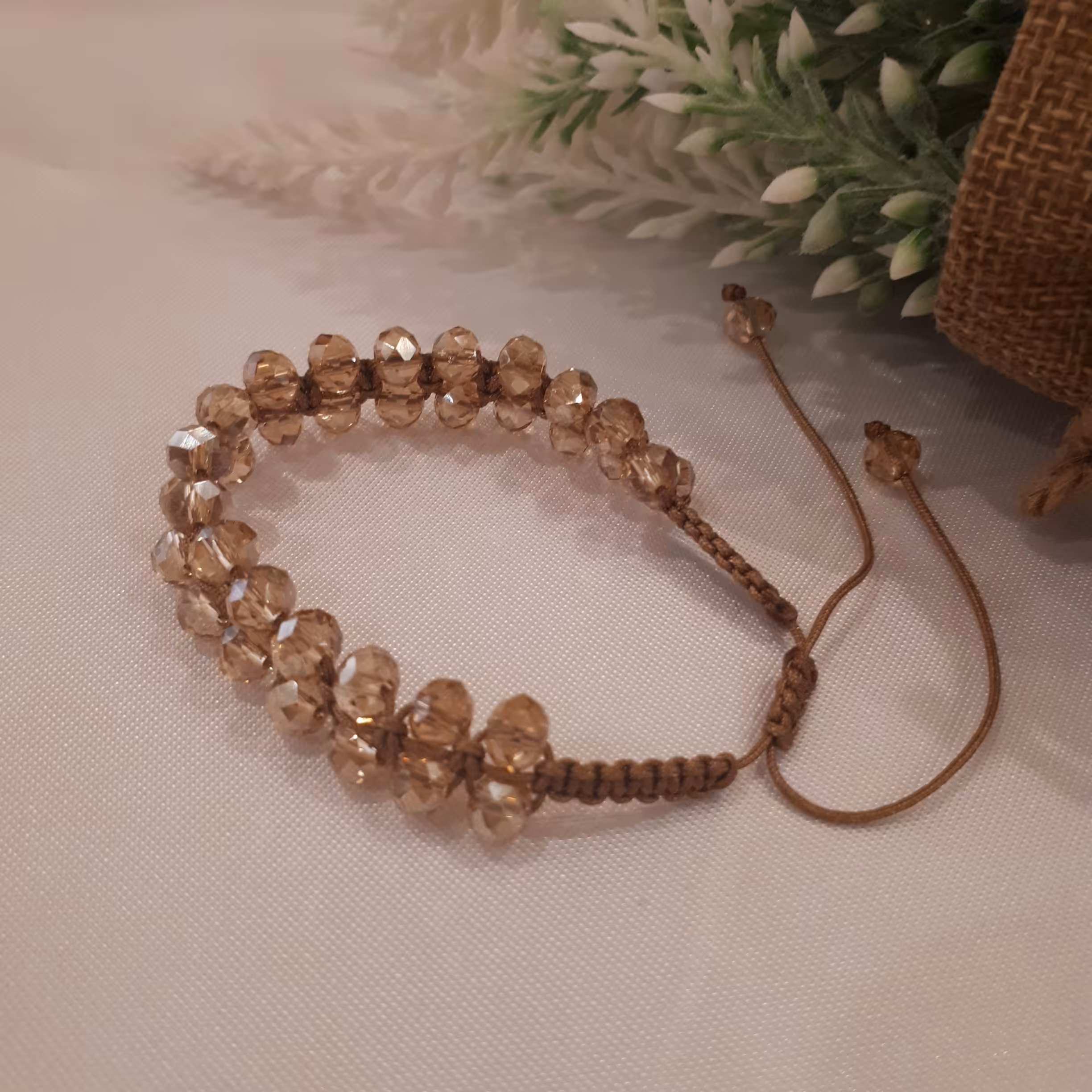 دستبند کریستالی دستساز خانگی قابل تنظیم با دست 