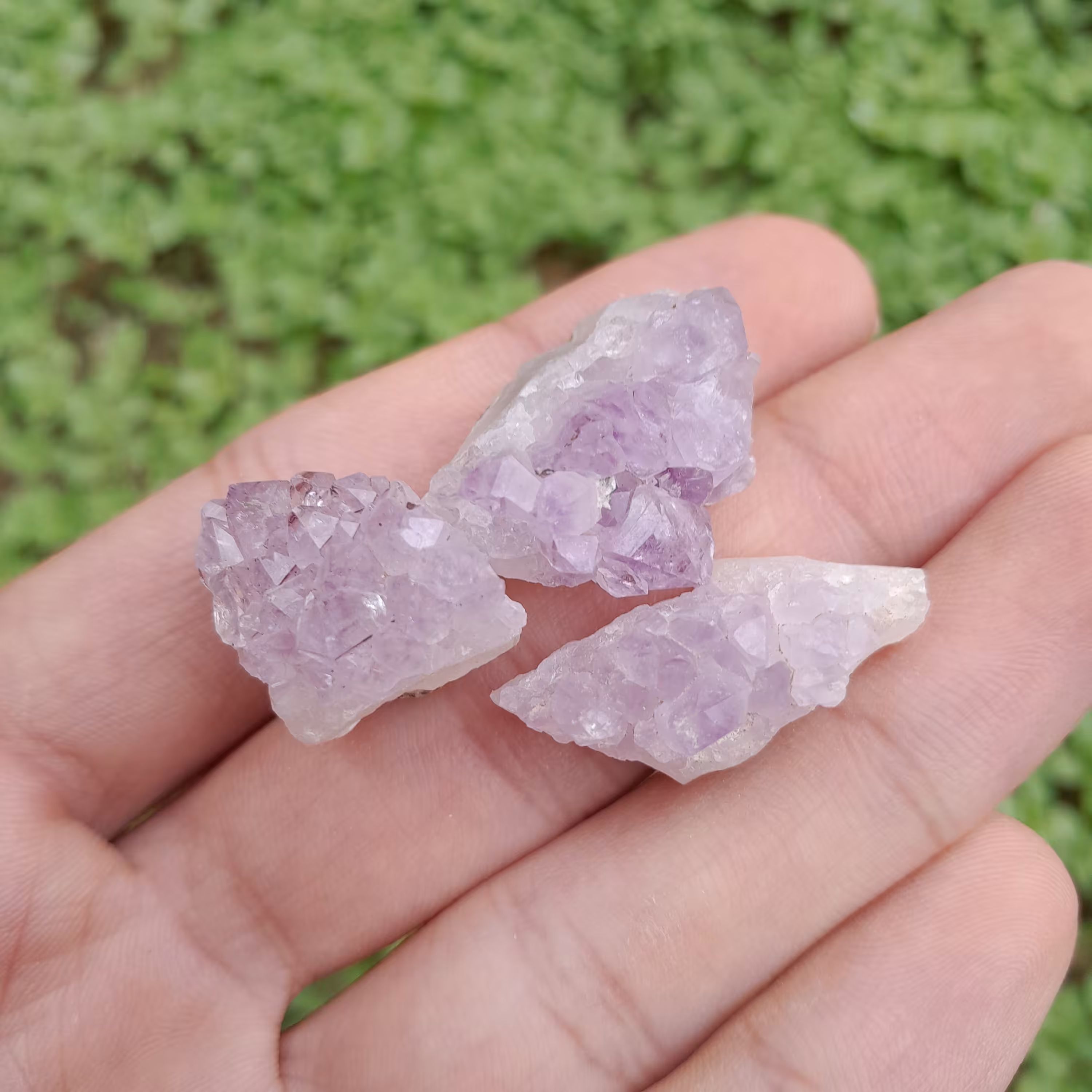 مجموعه 3 عددی سنگ راف آمتیست پر رنگ کد 336