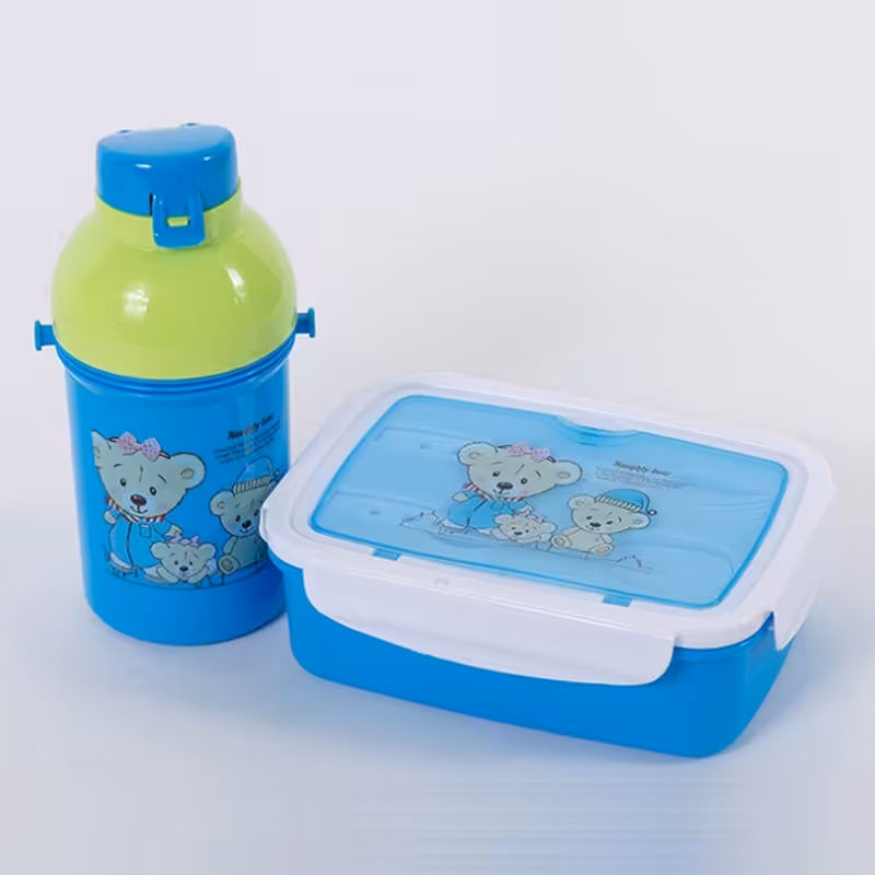 ظرف غذای 4 تکه کودک به همراه قمقمه آبی