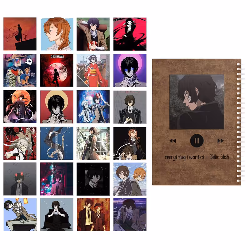 دفتر یادداشت باژیکان طرح انیمه سگ های ولگرد بانگو کد 20111593 به همراه فتوکارت مجموعه 24 عددی