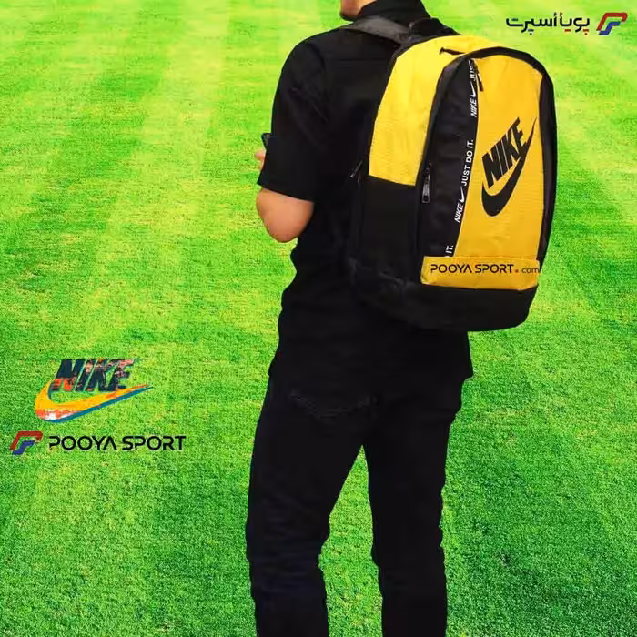 کوله پشتی ورزشی نایک NIKE سایز متوسط اعلا مشکی – زرد