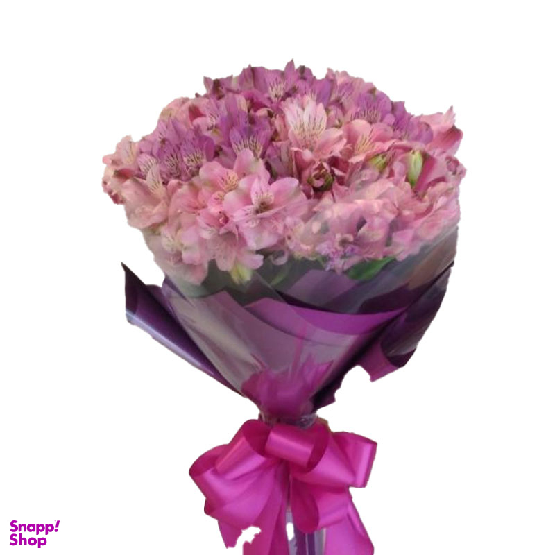 دسته گل طبیعی آلسترومریا رنگ یاسی صورتی
