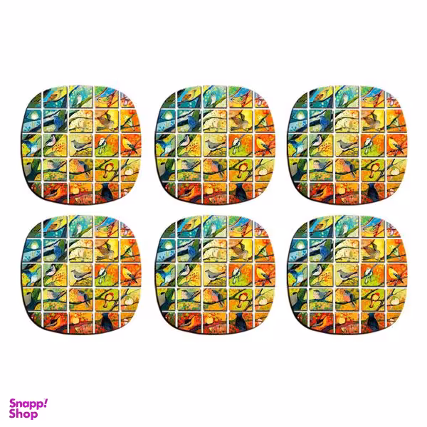 زیر لیوانی مدل تابلو پرنده ها کد 510 بسته 6 عددی