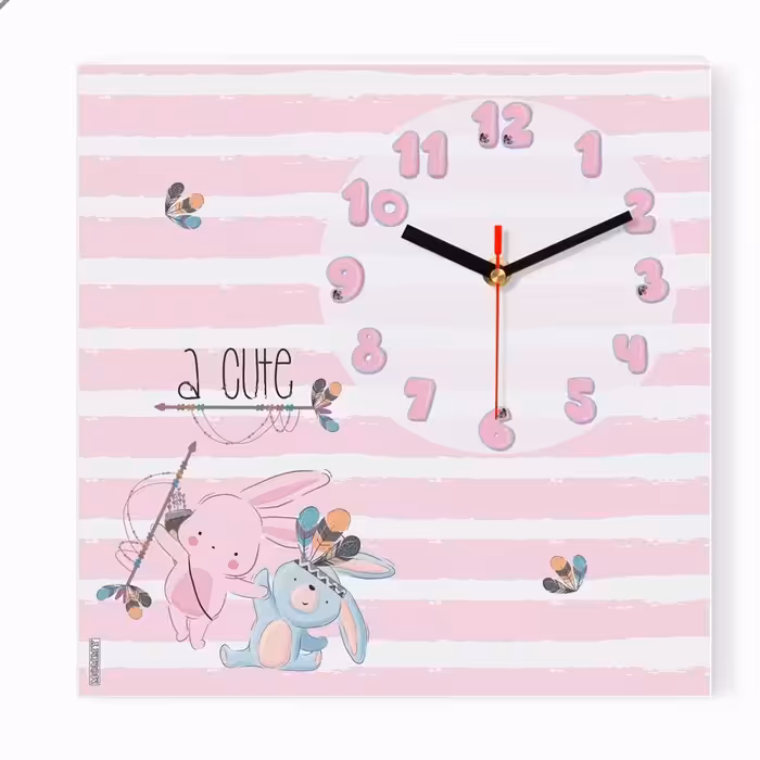 ساعت دیواری اتاق کودک طرح خرگوش سرخپوست کد 7531