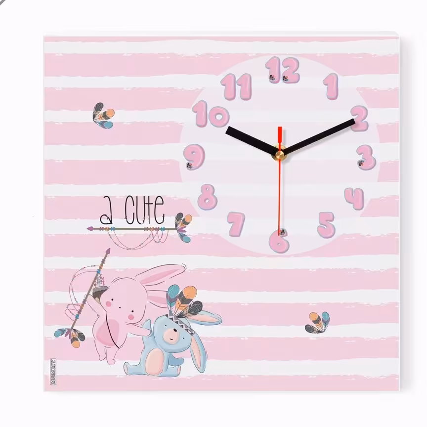 ساعت دیواری اتاق کودک طرح خرگوش سرخپوست کد 7531