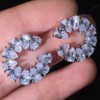 گوشواره نگین مارکیز گرد کد E934