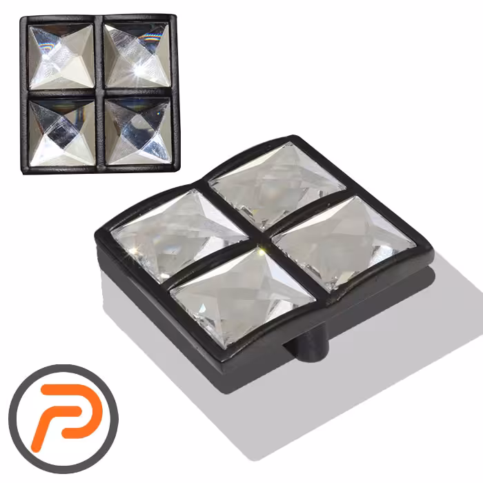 دستگیره مشکی کریستالی مربعی مدل ویکتوریا