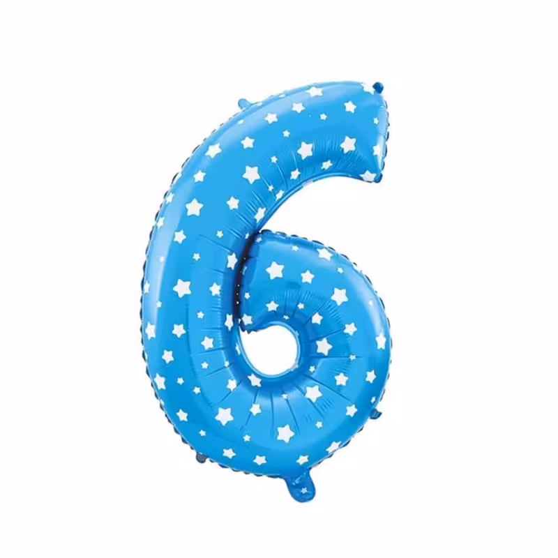 بادکنک فویلی طرح عدد 6 مدل قلب و ستاره